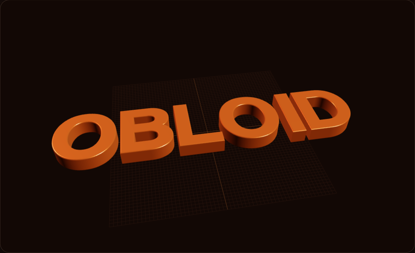 Text to 3D tool preview: extruded letters standing on a print bed grid