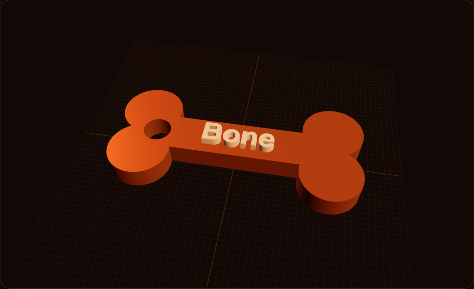 Keychain tool preview: a rounded tag with raised text and a keyring hole