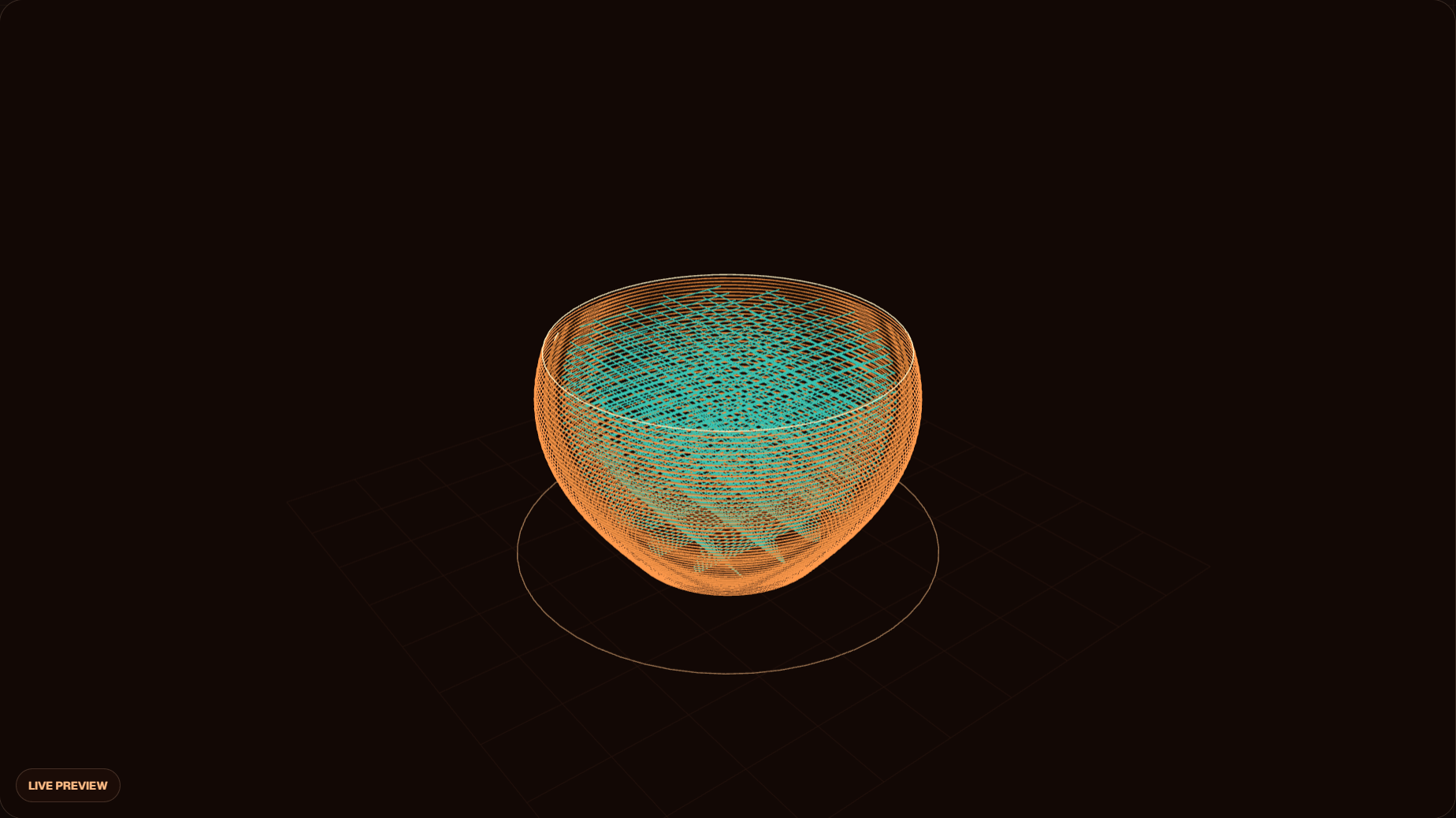 Print timelapse tool preview: a model building up layer by layer with glowing top layer